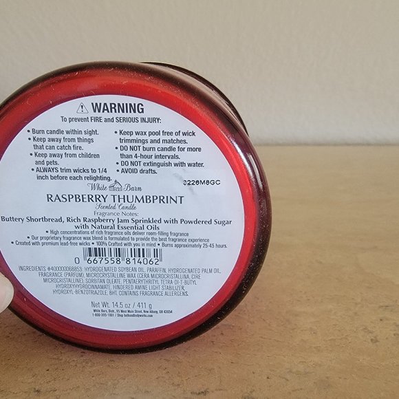 Bath & Body Works  White Barn Raspberry Thumbprint 3-Wick Candle 14.5oz NEW - Picture 2 of 4